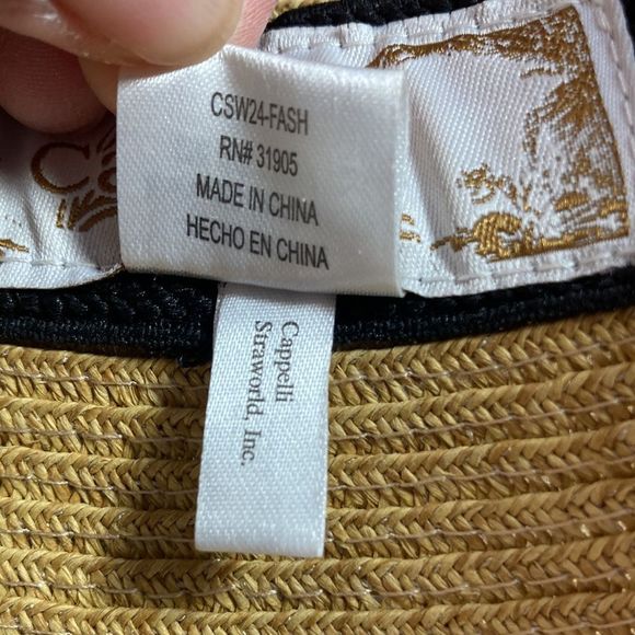 Womens Cappelli Straworld Wide Brim Visor Hat OS with Peach trimming - Picture 8 of 9